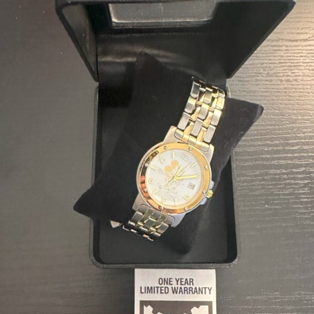 Vintage Disney Time Works Mickey Mouse Men’s Watch – Two-Tone Stainless Steel –